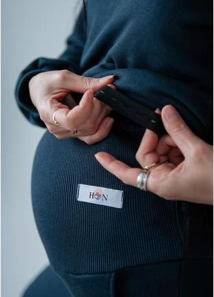Набір туніка з секретом для годування та джогери для вагітних джинсовий/молочний6 фото