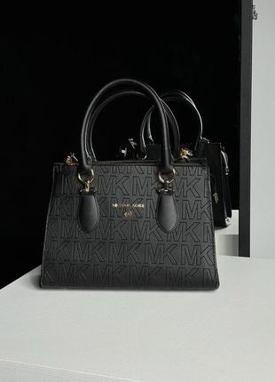 Сумка черная с ручками женская michael kors marilyn large logo black mk (арт: 12151)