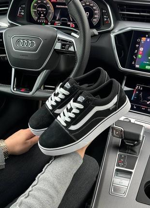 Жіночі кросівки vans old skool black white / венс / демісезонні / весняні, літні, осінні / взуття / замша / чорні, білі