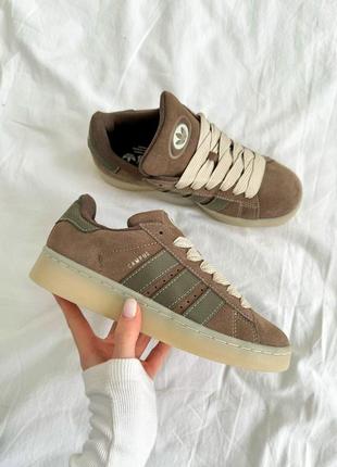 Стильні жіночі кросівки adidas campus 00s brown khaki коричневі