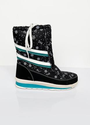Жіночі чоботи-дутики на хутрі зі сніжинками4 фото