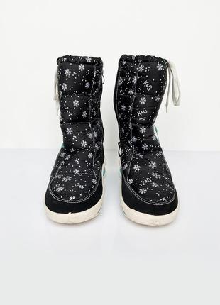 Жіночі чоботи-дутики на хутрі зі сніжинками3 фото