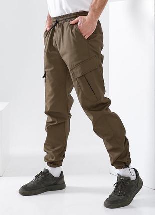 Мужские тактические брюки карго рипстоп прочные с накладными боковыми карманами4 фото