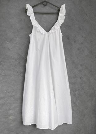 Новый белый сарафан из хлопка с воланами, платье пышное из поплина h&m10 фото