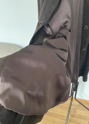 Кожаное пальто женское темно коричневое(замша натуральная ) нежное легкое тоненькое как шелк3 фото