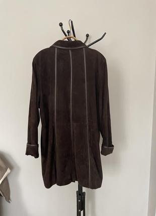 Кожаное пальто женское темно коричневое(замша натуральная ) нежное легкое тоненькое как шелк2 фото