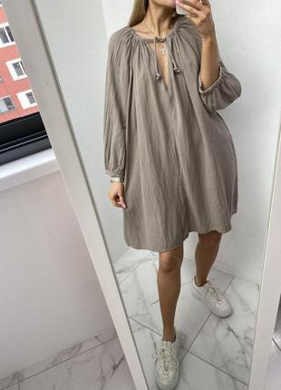 Объемная оверсайз туника в стиле бохо рубашка платье блуза хлопок h&m6 фото