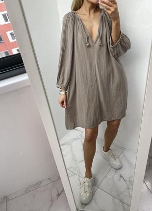Объемная оверсайз туника в стиле бохо рубашка платье блуза хлопок h&m1 фото