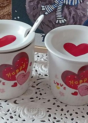 Подарок набор чашка с ложкой сердце2 фото