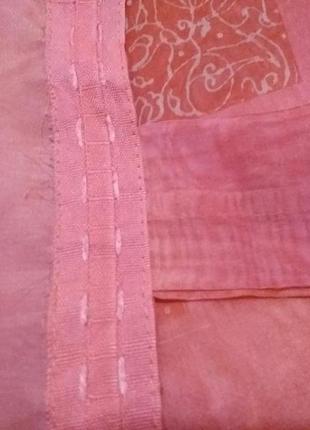 Тюль розового (каралового)  цвета, разноцветные квадратики8 фото