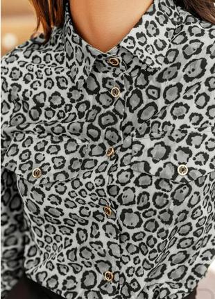 Блузка -рубашка в леопардовый принт marse mg10 фото