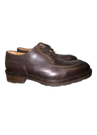 Чоловічі шкіряні туфлі дербі коричневого кольору massimo dutti2 фото