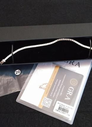 Теннисный браслет с муассанитом серебро 925 20см