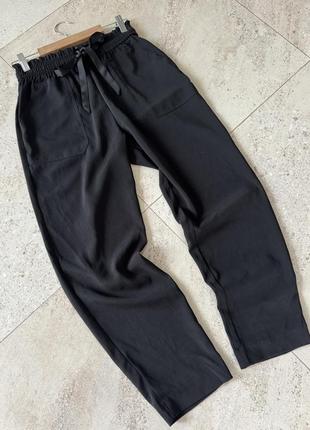 Женские черные брюки с поясом-стечкой zara4 фото