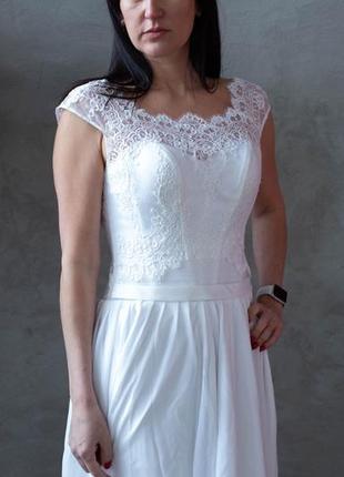 Повний розпродаж весільна сукня шифонова непишна ровна2 фото
