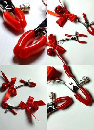 Зажими для сосків бдсм для губ вагіни секс іграшка затискачі зажим затискач бордовий дзвіночок фотосесія еротична сексуальна перчик