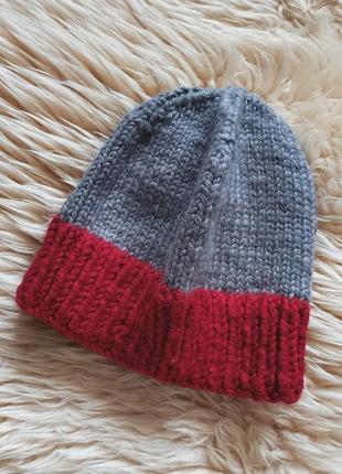 Шапка объемная зимняя шерстяная теплая женская шапка бини1 фото