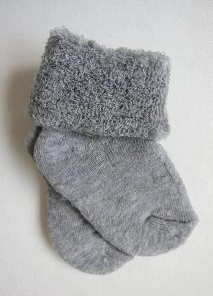 Носки махровые для новорожденных (0-6 мес.) голубые/серые2 фото