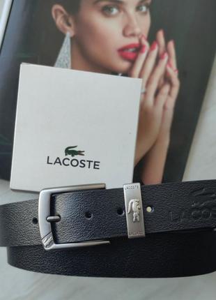 Чоловічий ремінь lacoste чорний в подарунковій коробці1 фото