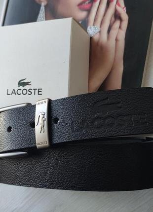 Мужской ремень lacoste черный в подарочной коробке2 фото