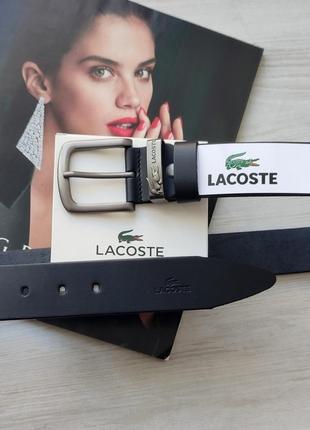 Чоловічий ремінь lacoste чорний в подарунковій коробці2 фото