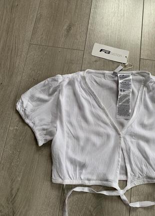 Белого цвета блуза на завязках ситец новейший размер s m вискоза5 фото