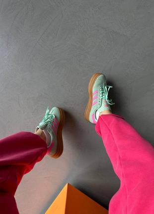 Женские кроссовки adidas gazelle bold mint/ pink6 фото