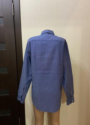 Новая хлопковая рубашка tommy hilfiger мужская цвет синий regular fit классический воротник размер м 463 фото
