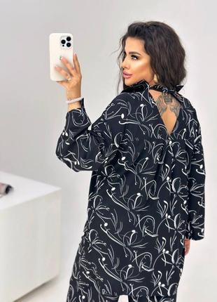 Женский черно-белый элегантный брючный костюм блуза и широкие брюки палаццо