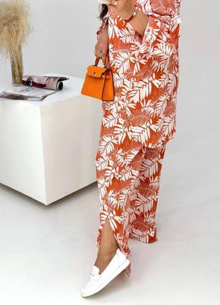 Женский оранжевый элегантный брючный костюм блуза и широкие брюки палаццо5 фото