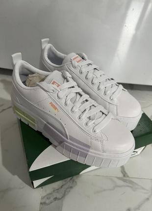 Женские кроссовки puma mayze chunky sneakers in white with lilac detail кеды