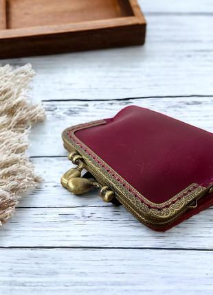 Шкіряний гаманець з фермуаром кольору фуксія