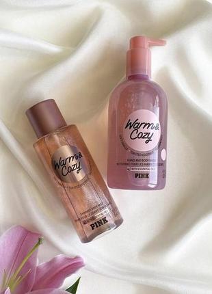 Набір victoria’s secret pink warm&cozy міст спрей з шимером гель мило