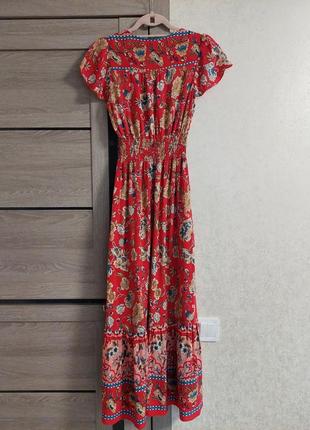 Красное платье в стиле бохо 🔹кантри🔹этно в цветочный принт shein(размер 36)3 фото