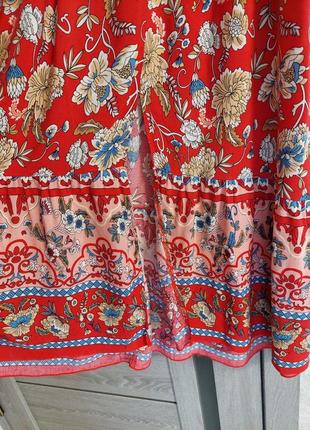 Красное платье в стиле бохо 🔹кантри🔹этно в цветочный принт shein(размер 36)4 фото