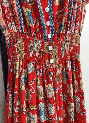 Красное платье в стиле бохо 🔹кантри🔹этно в цветочный принт shein(размер 36)5 фото