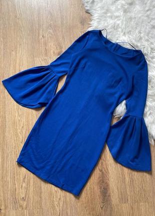 Миди платье синие с рукавами воланами zebra размер s1 фото