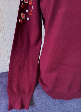 💋💋💋 красивый джемпер тонкая кофточка с декором цветы тонкий свитер реглан лонгслив3 фото