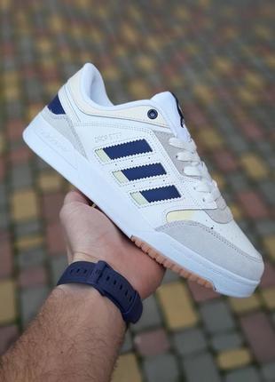 Мужские кожаные кроссовки adidas drop step белые с серым и синим модным кроссовками адидас дроптеп