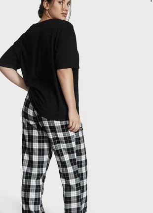 Пижама (футболка + штаны) victoria's secret flannel jogger tee-jama s черная4 фото