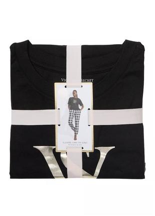 Пижама (футболка + штаны) victoria's secret flannel jogger tee-jama s черная5 фото
