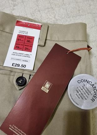 Фирменные английские хлопковые брюки чинос marks &amp; spencer, новые с бирками.5 фото