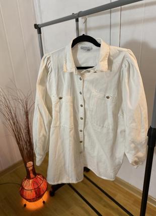 Джинсовая рубашка &lt;unk&gt; рубашка белая2 фото