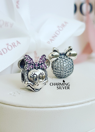 Серебряный шарм клипса pandora disney минни 797496czs пандора