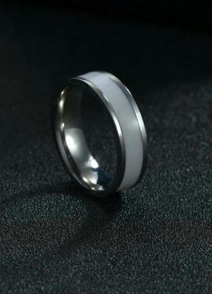 Медсталь кольцо с белой вставкой эмаль обручальное кольцо медицинское серебро белое кольцо купить кольцо медзолото фораджо