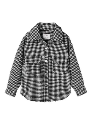 Zara фирменная теплая рубашка оверсайз жакет на девочку зара оригинал куртка пиджак клетка1 фото