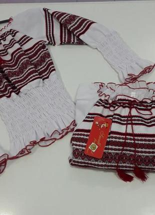 Вышиванка, вишиванка сорочка для девочки, блуза белая