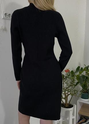 Платье черное в рубчик2 фото