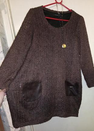 Эффектная,стрейч,блузка-туника с карманами,большого размера,de miguel,испания1 фото
