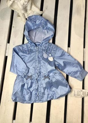 Вітровка пальто куртка для дівчинки wojcik baby блакитне 80